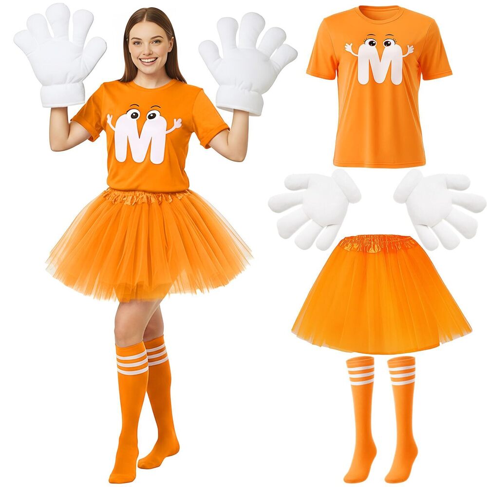 3318 6 Pcs Letter M Halloween Costumes Set Include T-shirt Tutu
